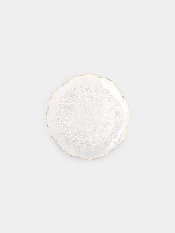 Тарелка закусочная, 21 см, стекло, с золотистым кантом, Berg, image-0