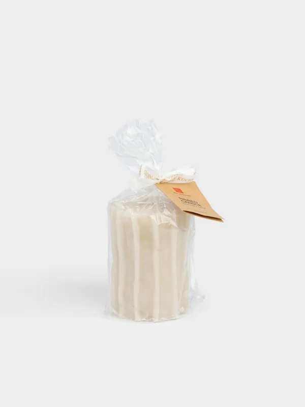 Свеча, 8x10 см, цилиндрическая, Ribbed candle, image-3