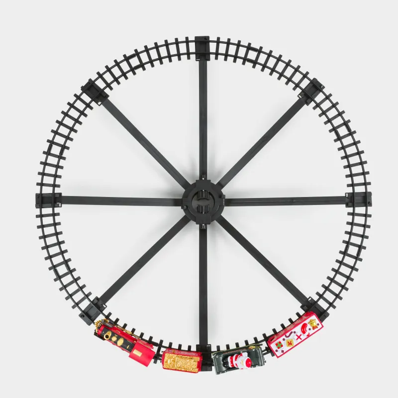 Железная дорога игрушечная, M, музыкальная, с подсветкой, подвесная, Поезд, Game rail, image-4