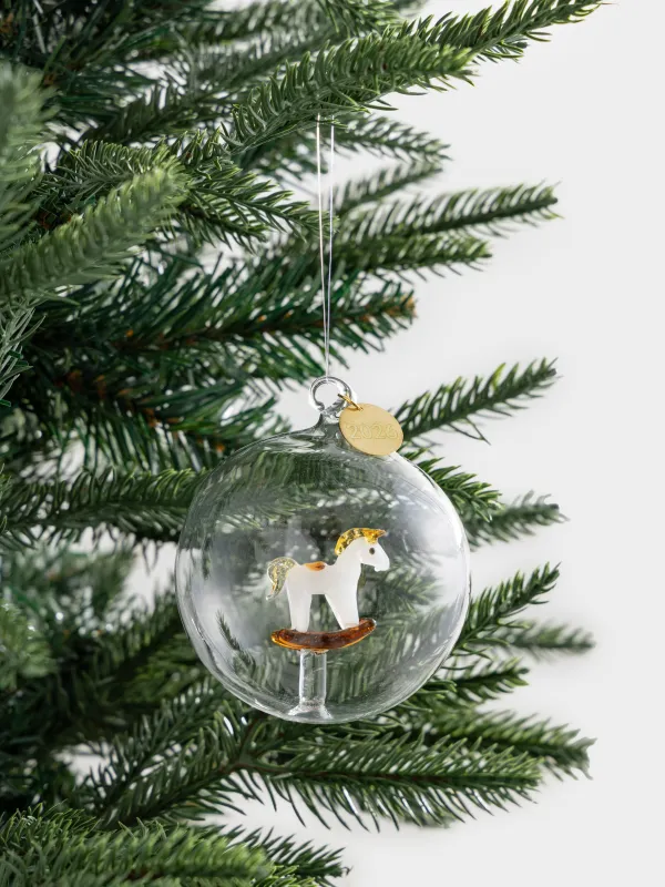 Игрушка елочная, 8 см, стекло, Лошадь в шаре, Ball shape, image-2