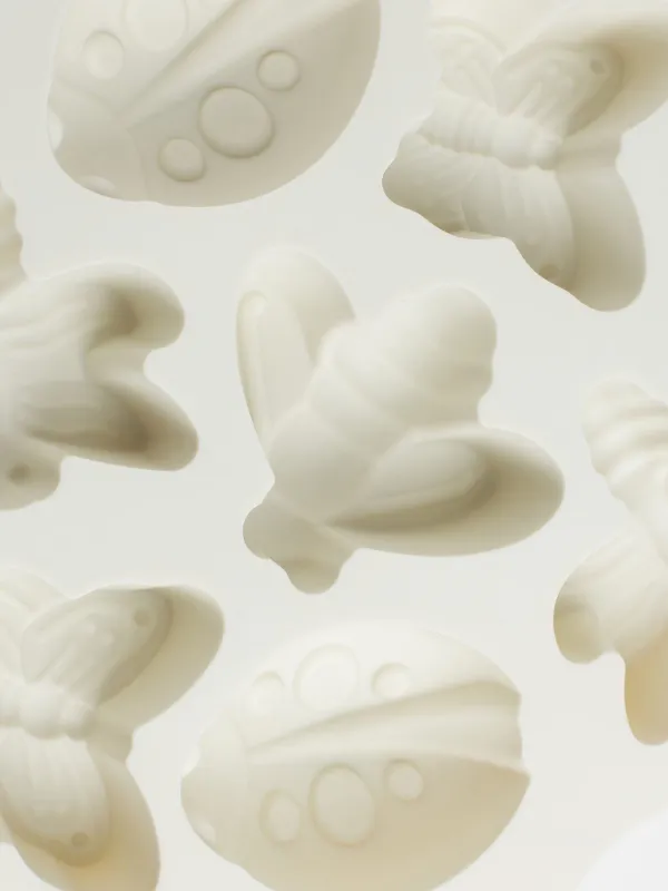 Форма для выпечки кексов, 28х21 см, 8 отд, силикон, молочная, Пчелы/Бабочки, Honey, image-2