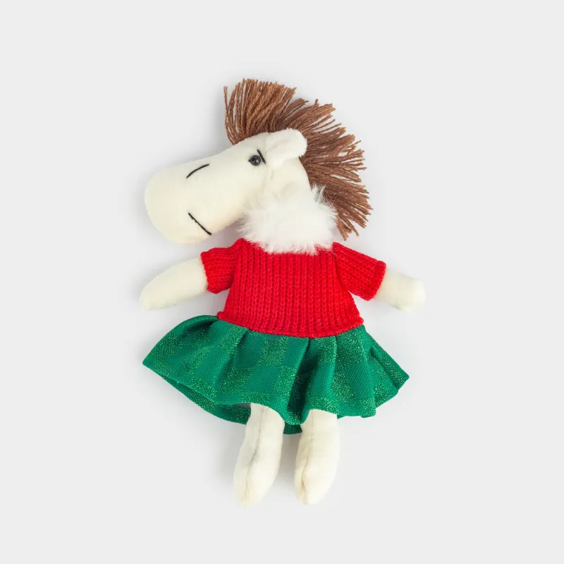 Магнит, 18 см, мягкий, полиэстер, бежевый, Лошадь в зеленом платье, Cute horse