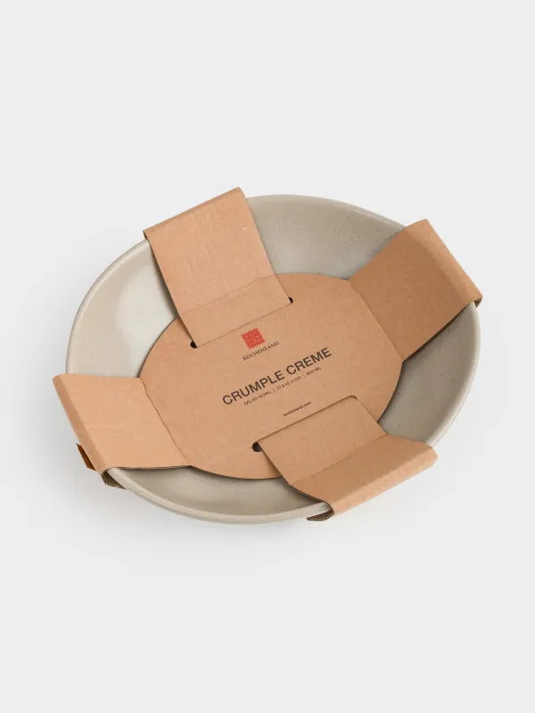 Салатник, 22х6 см, 800 мл, керамика K, бежевый, Мятый эффект, Crumple creme, image-5