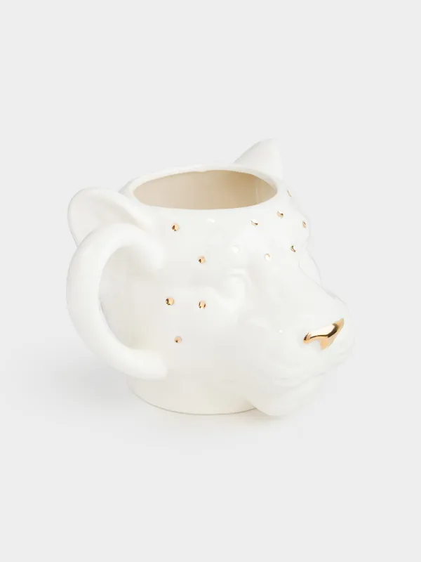 Кружка, 400 мл, фарфор P, молочно-золотистая, Пантера, Panther, image-1