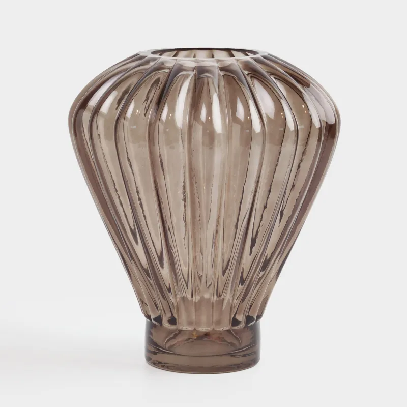 Ваза для цветов, 27 см, стекло, коричневая, Ribedic