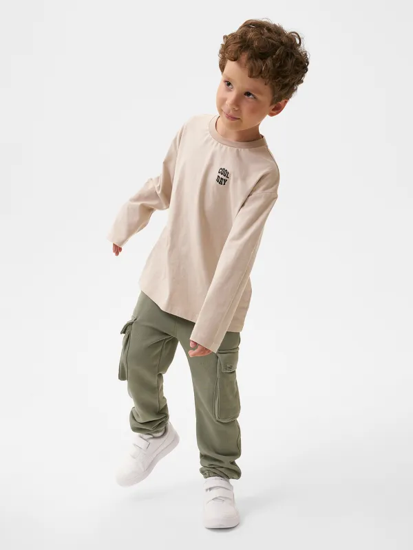 Лонгслив детский, для мальчиков, бежевый, Ulian, image-3