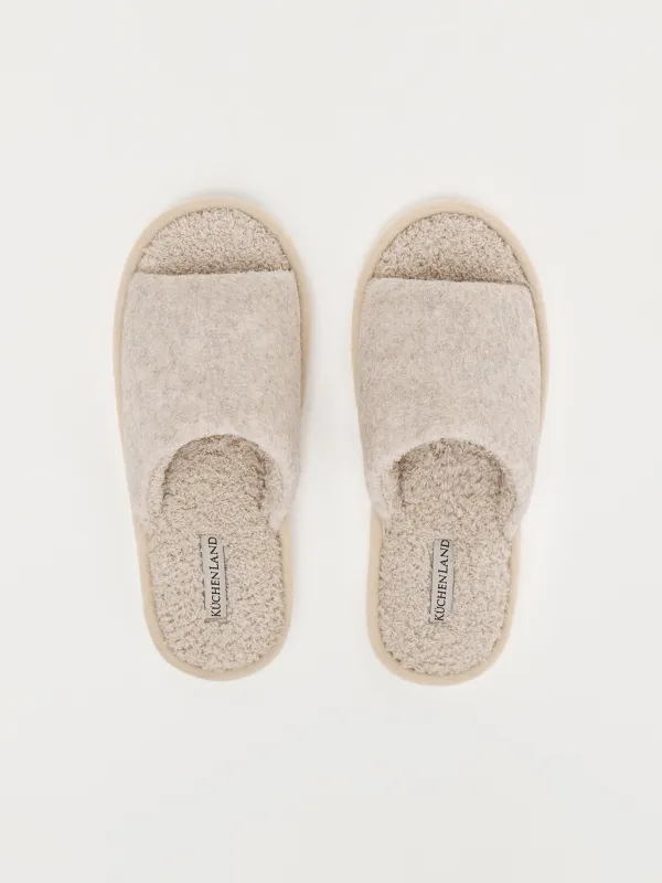 Тапочки женские, домашние, флис/фетр, песочные, Curled, image-1