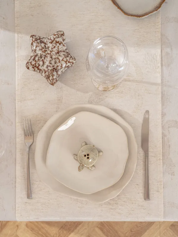 Дорожка настольная, 40x160 см, жаккард, полиэстер/лен, бежевая, Черепахи, Marine turtles, image-6