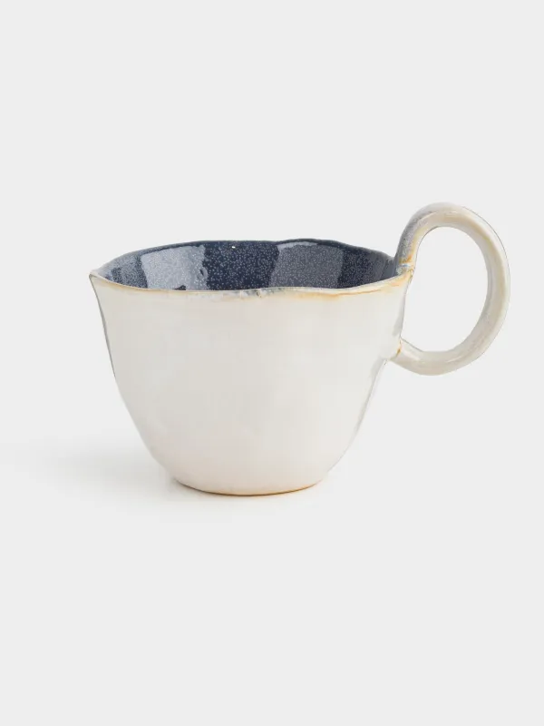 Кружка, 300 мл, фарфор P, молочно-синяя, Неровный край, Crumple color, image-0