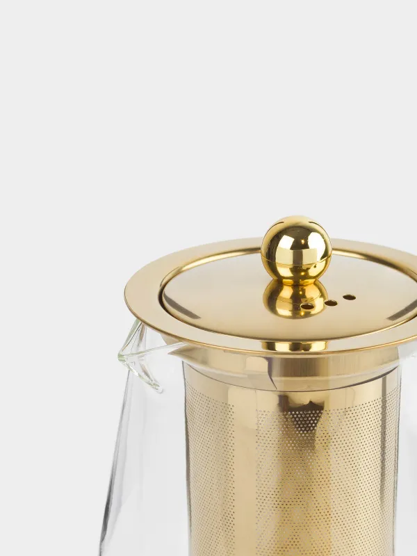 Набор чайный, 2 перс, 3 пр, стекло Б/сталь, золотистый, Air, image-2