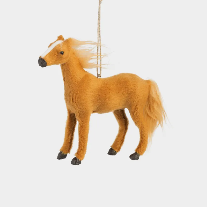 Игрушка елочная, 13 см, полиэстер/пенопласт, коричневая, Лошадь, Figure Christmas Fuzz