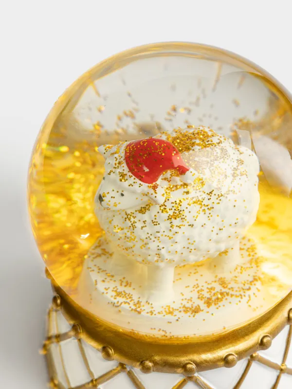 Снежный шар, 9 см, Овечка в шапке, Golden style, image-2