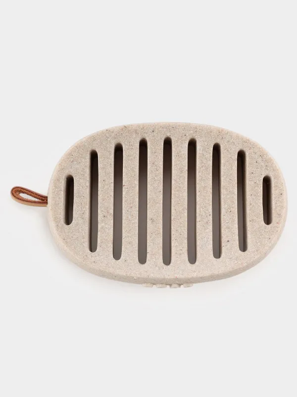 Мыльница, 13х9 см, полирезин, овальная, бежевая, в крапинку, Dune, image-3