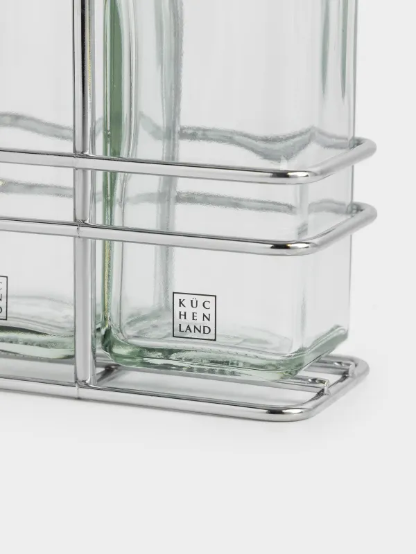 Набор для масла и уксуса, 150 мл, 2 шт, на подставке, стекло/металл, Comfort, image-6