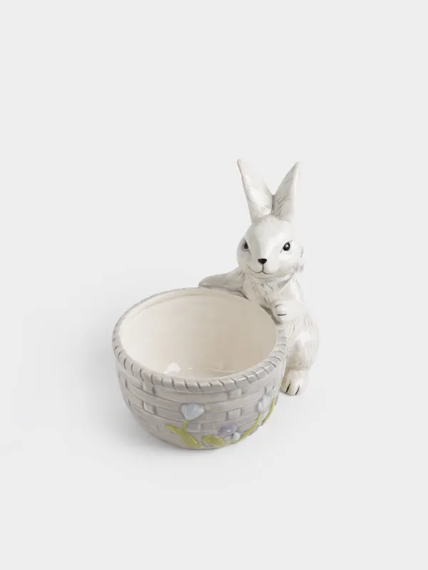 Конфетница, 22х20 см, Кролик с корзиной в цветах, Easter, image-1