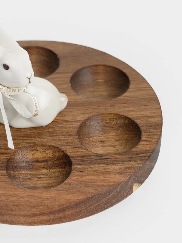 Блюдо пасхальное, 15х6 см, 6 отд, дерево/фарфор P, Кролики, Noble tree, image-4