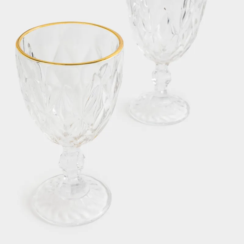 Бокал-кубок для вина, 300 мл, 6 шт, стекло Р, с золотистым кантом, Rhomb gold, image-7