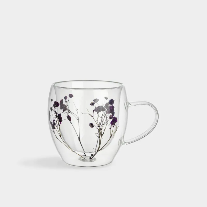 Кружка, 260 мл, стекло Б, с сухоцветами внутри, Air decor