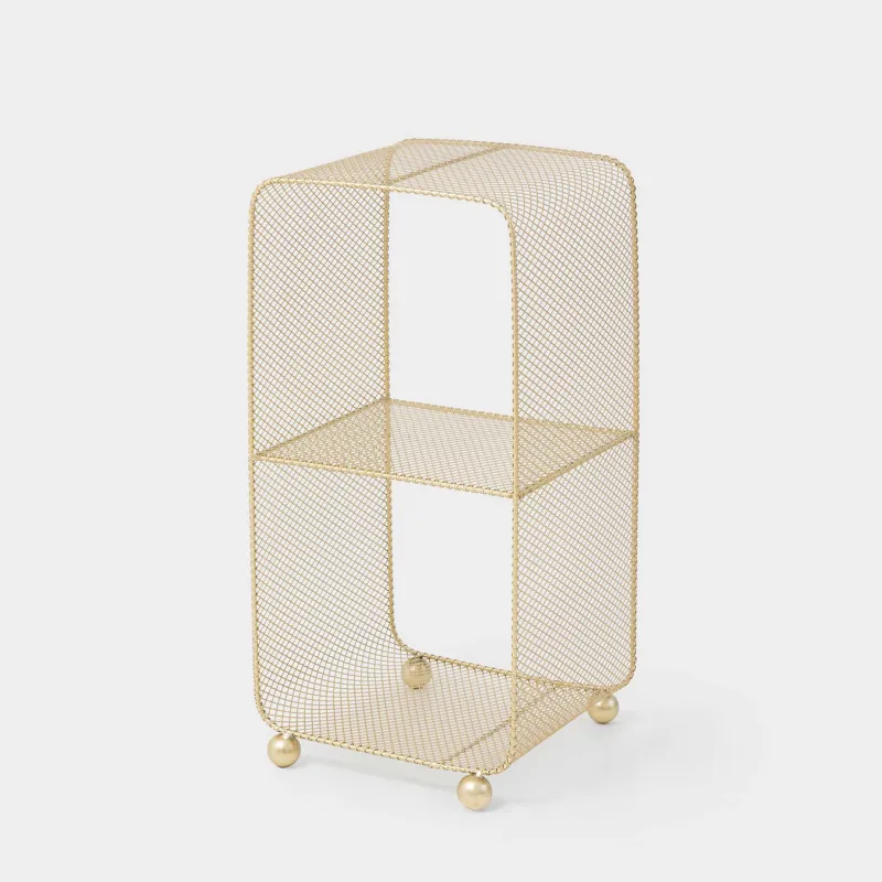 Этажерка, 2-х ярусная, 30х30х64 см, металл, золотистая, Compact gold