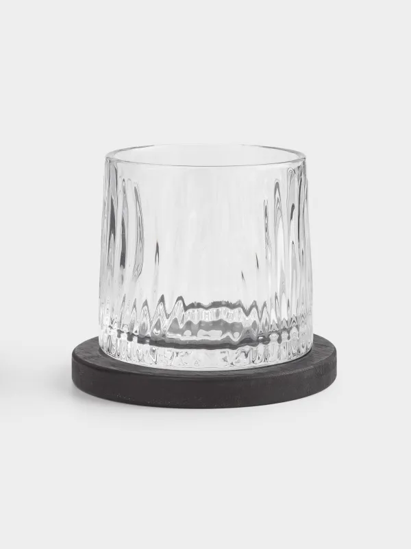 Стакан для виски, 10 см, 280 мл, на подставке, стекло Р/бамбук, Ribby, image-0