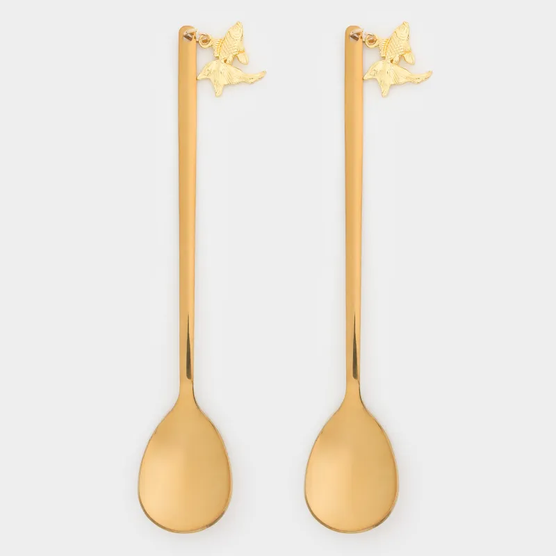Ложка десертная, 13 см, 2 шт, сталь, золотистая, Рыбка, Goldfish, image-1