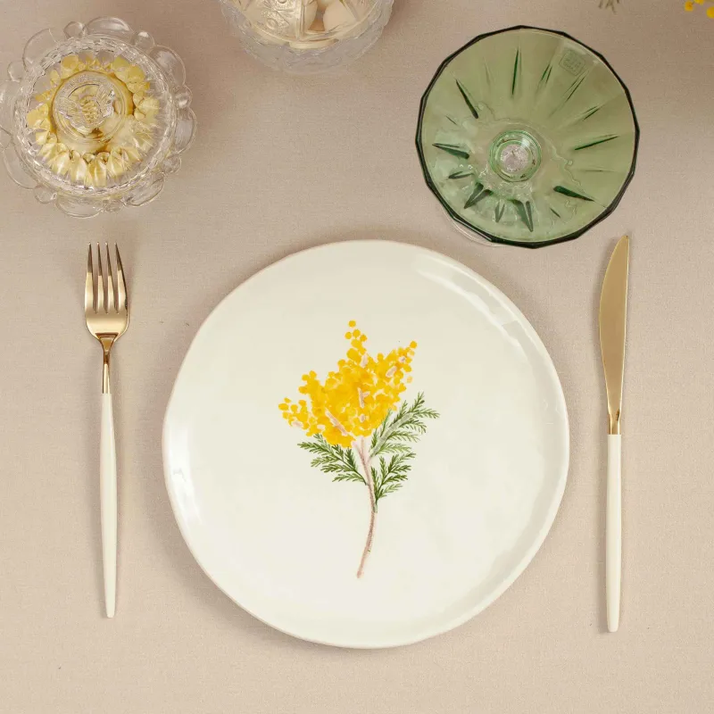 Блюдо, 24 см, керамика D, белое, Мимоза, Crumple flower, image-7