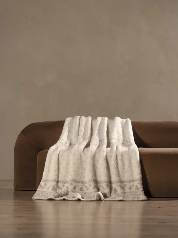 Плед, 130х170 см, шерпа, молочно-бежевый, Узоры, Sherpa, image-4