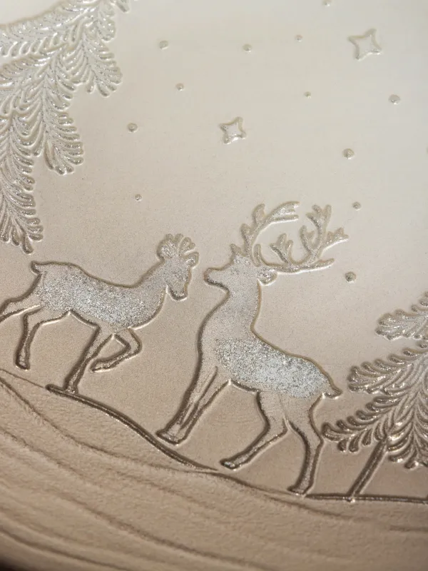 Блюдо глубокое, 31х5 см, стекло, серое, Олени в лесу, Brumal, image-3