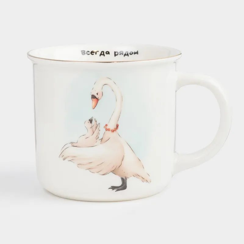 Кружка, детская, 370 мл, фарфор N, белая, Лебеди, Ideas