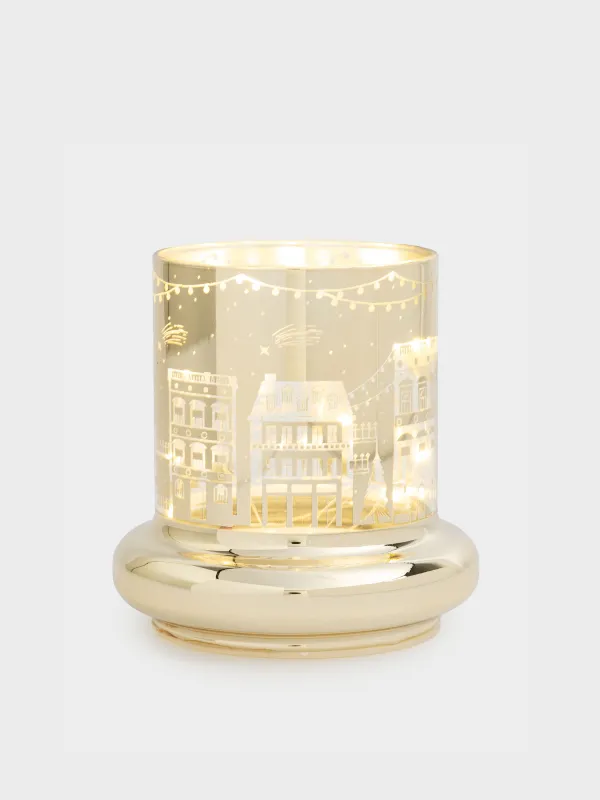 Светильник декоративный, 10 см, стекло/пластик, шампань, Домики, Golden style, image-0