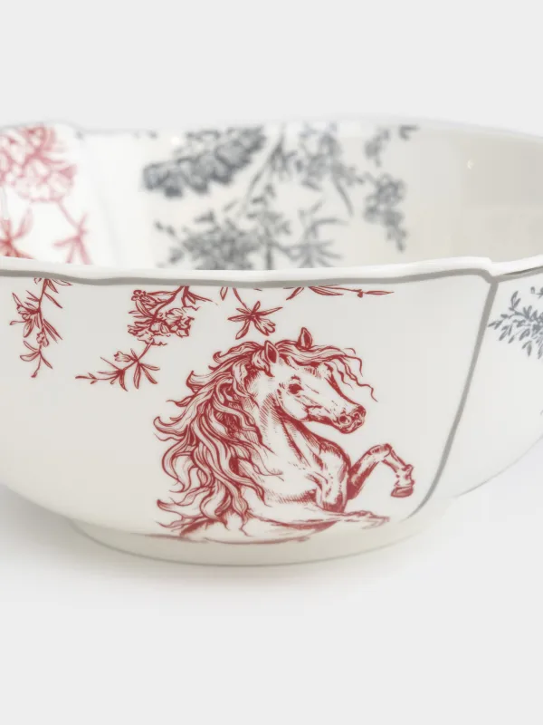 Салатник, 15x6 см, 500 мл, фарфор N, белый, с серебристым кантом, Лошадь, Kairon horse, image-4