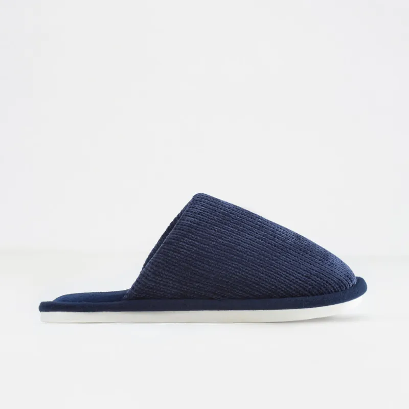 Тапочки мужские, домашние, шенилл/вельвет, темно-синие, Chenille