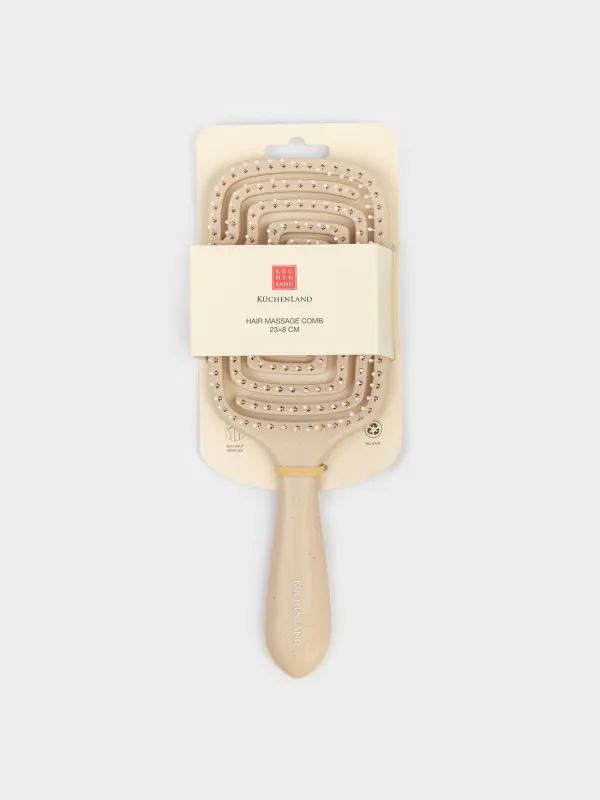 Расческа массажная для волос, 23 см, пластик, бежевая, Zipo, image-5