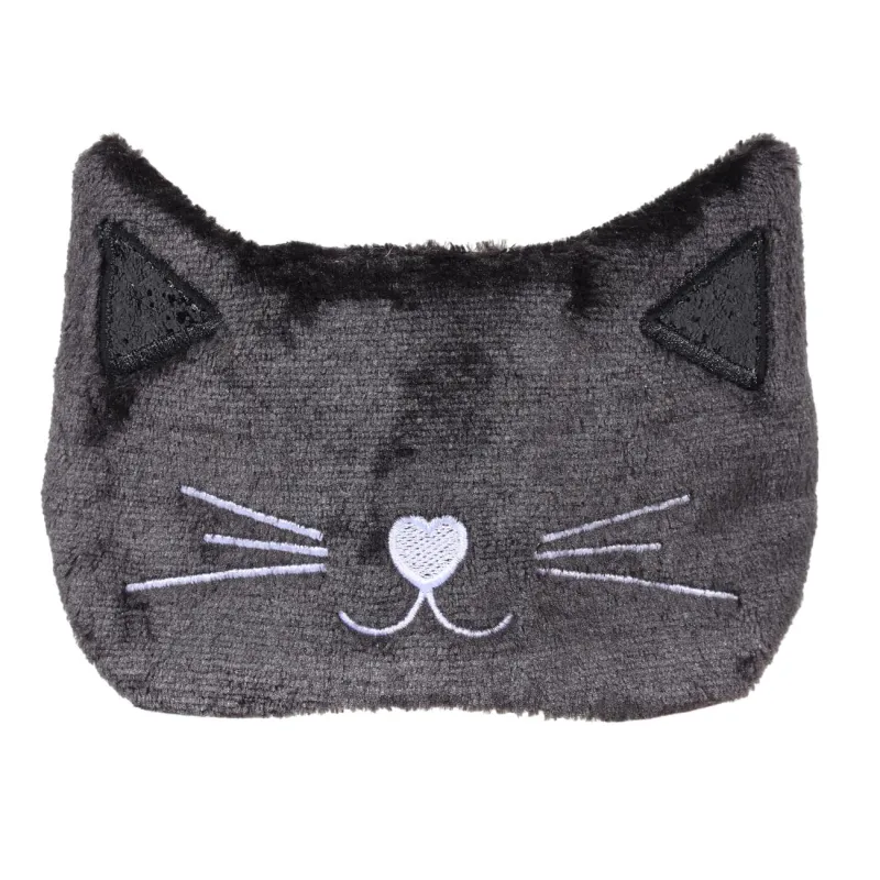 Маска для сна, 24 см, полиэстер/искусственный мех, черная, Кот, Cat night, image-0