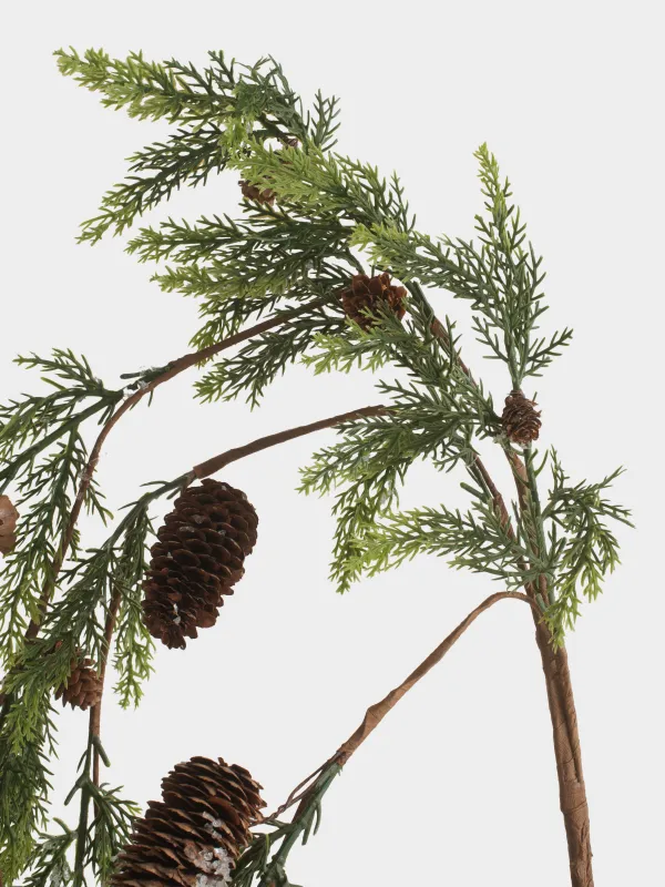 Ветка декоративная, 1,1 м, Хвоя с шишками, Conifer decor, image-2