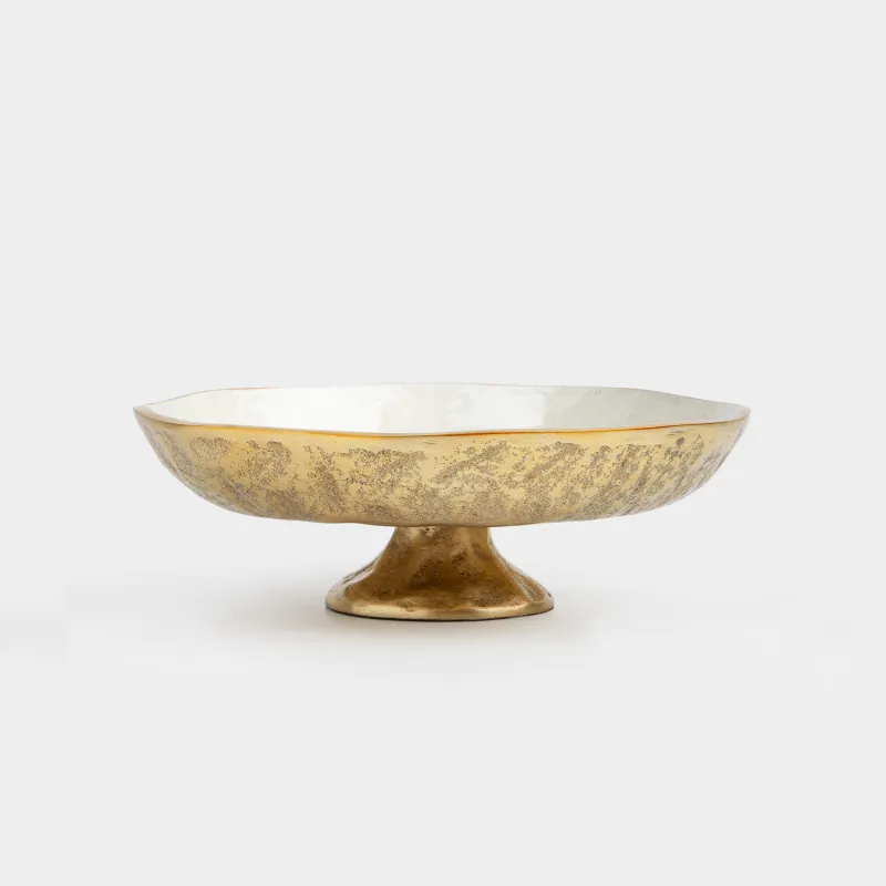 Блюдо на ножке, 23х8 см, металл, молочно-золотистое, Fantastic gold