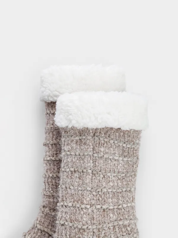 Носки высокие утепленные с помпонами, Knitted chenill, image-3