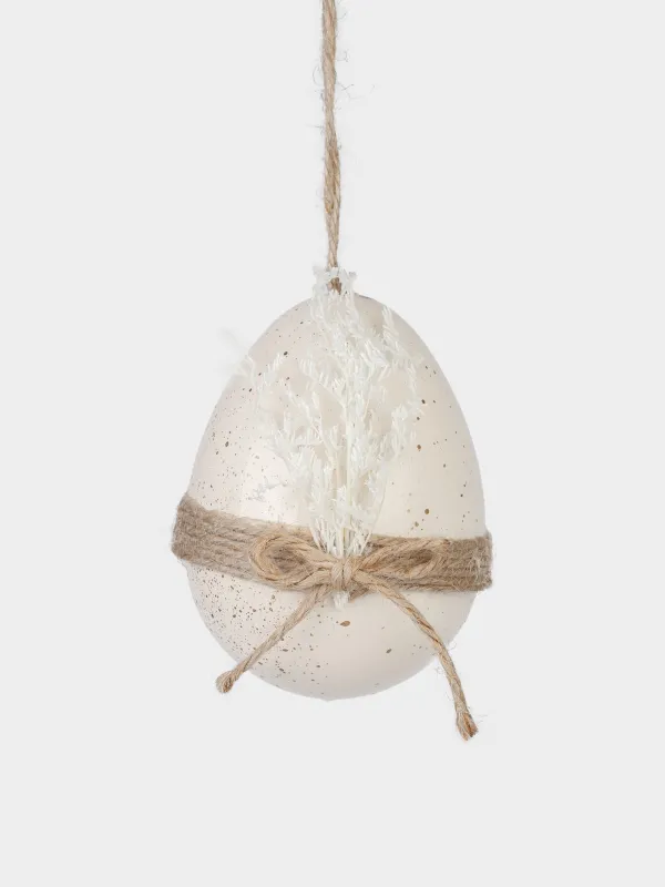 Подвеска декоративная, 10 см, пластик, молочно-золотистая, с сухоцветами, Яйцо, Natural Easter, image-1