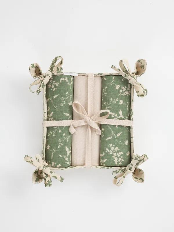 Полотенце кухонное, 40х60 см, 3 шт, в хлебной корзине, хлопок, Сухоцветы, Meadow, image-1