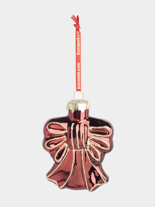 Игрушка елочная, 8х9 см, стекло, с блестками, бордовая, Бант, Figure christmas, image-2