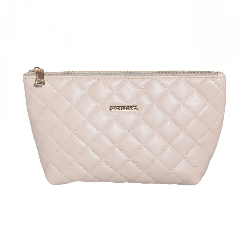 Косметичка, 26х13 см, стеганая, полиуретан, бежевая, Quilted, image-0