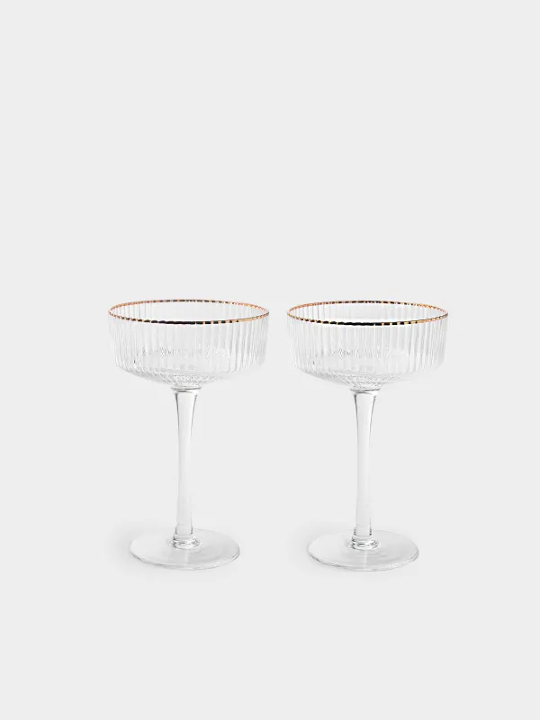 Бокал-креманка для шампанского, 2 шт, с золотистым кантом, Ribby R gold, image-0