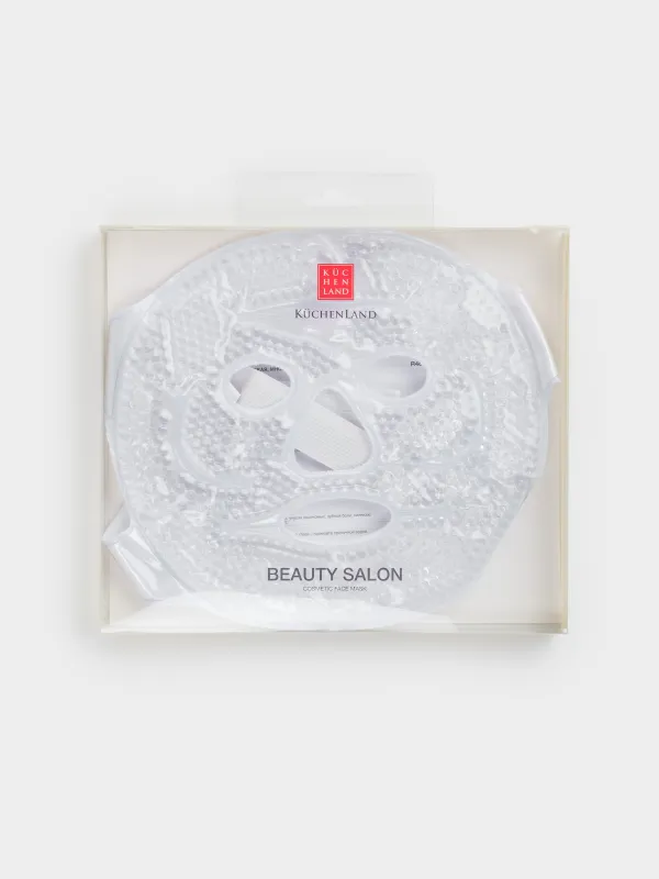 Маска для лица косметическая, 22 см, многоразовая, гелевая, белая, Beauty salon, image-4