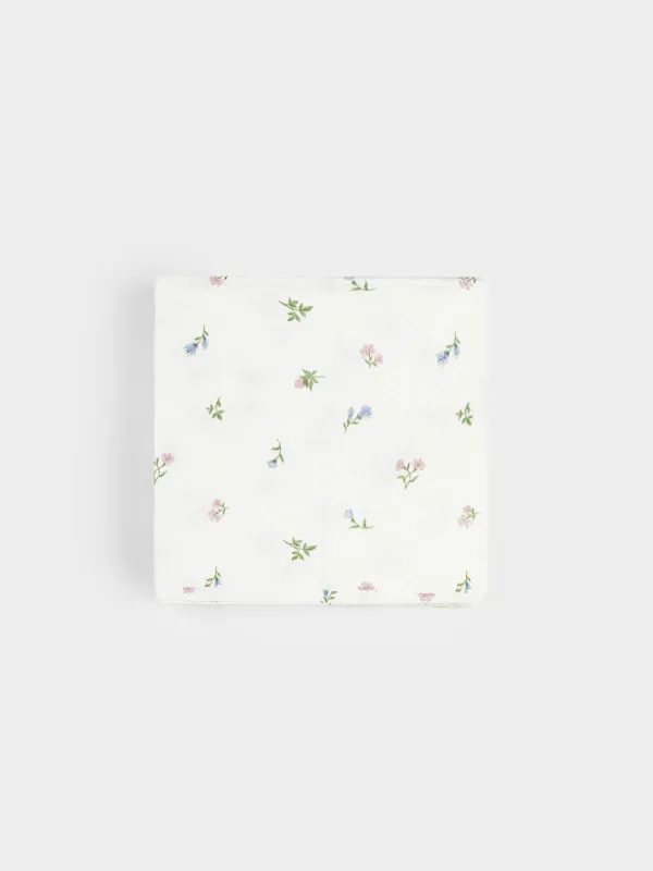 Салфетки бумажные, 21х21 см, 20 шт, квадратные, белые, Нежные цветы, El floria, image-0