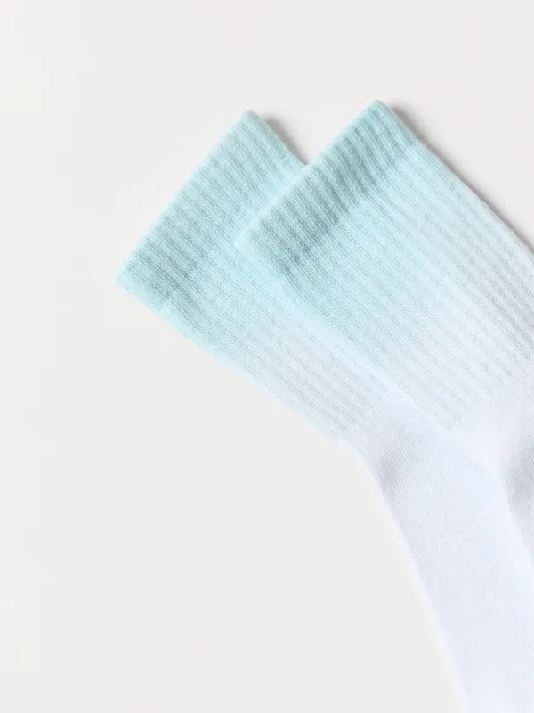 Носки детские, хлопок/полиэстер, ментолово-белые, Градиент, Rib gradient, image-3
