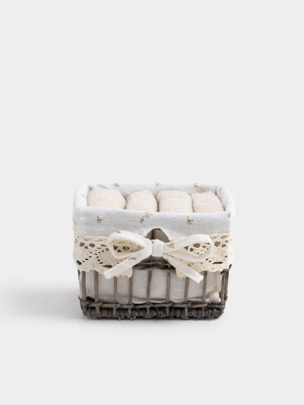 Полотенце, 30х30 см, 4 шт, в корзине, Basket towel, image-0