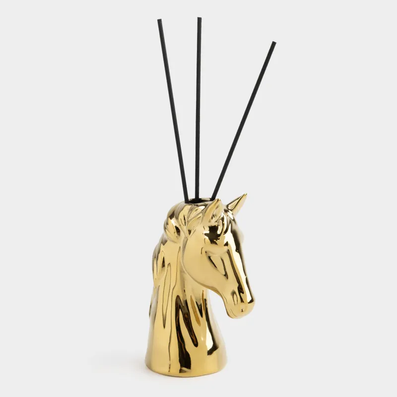 Ароматический диффузор, 100 мл, керамика, золотистый, Tobacco, Конь, Horse gold
