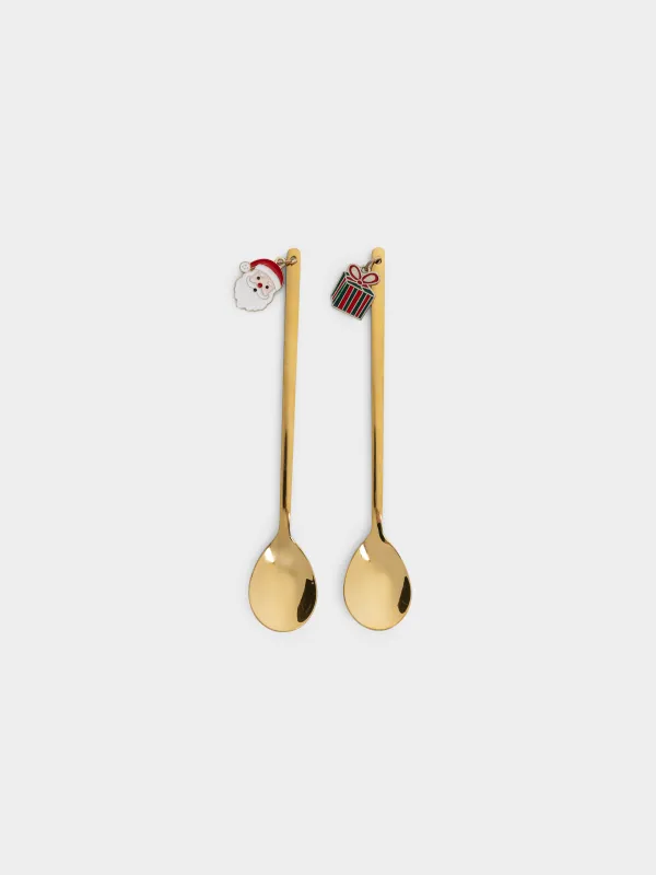 Ложка десертная, 14 см, 2 шт, Дед Мороз/Подарок, Christmas traditions, image-0