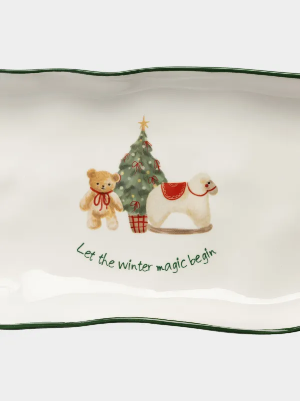 Блюдо, 33х13 см, Мишка и овечка с елкой, Christmas green, image-4