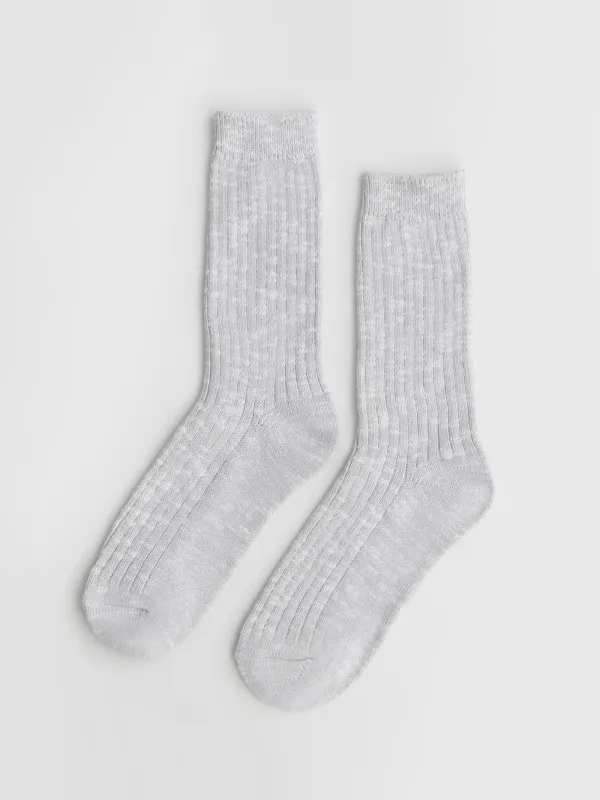 Носки женские, в рубчик, светло-серые, Warmthy, image-0